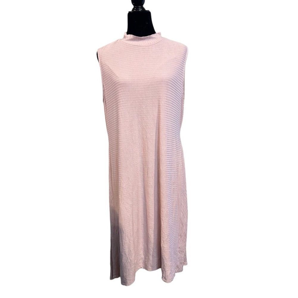 CATO Womens Sleeveless Midi Knit Dress Size 18W Light Pink/Peach Zippered Back